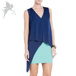 BCBG Nikko Asymmetrical Sleeveless Faux Wrap Top